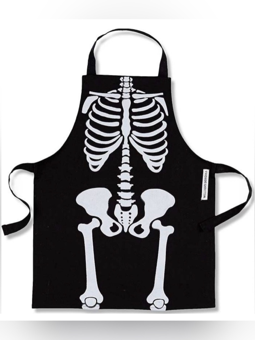 KIDS WILLIAMS SONOMA BLACK GLOW-IN-THE-DARK HALLOWEEN SKELETON APRON